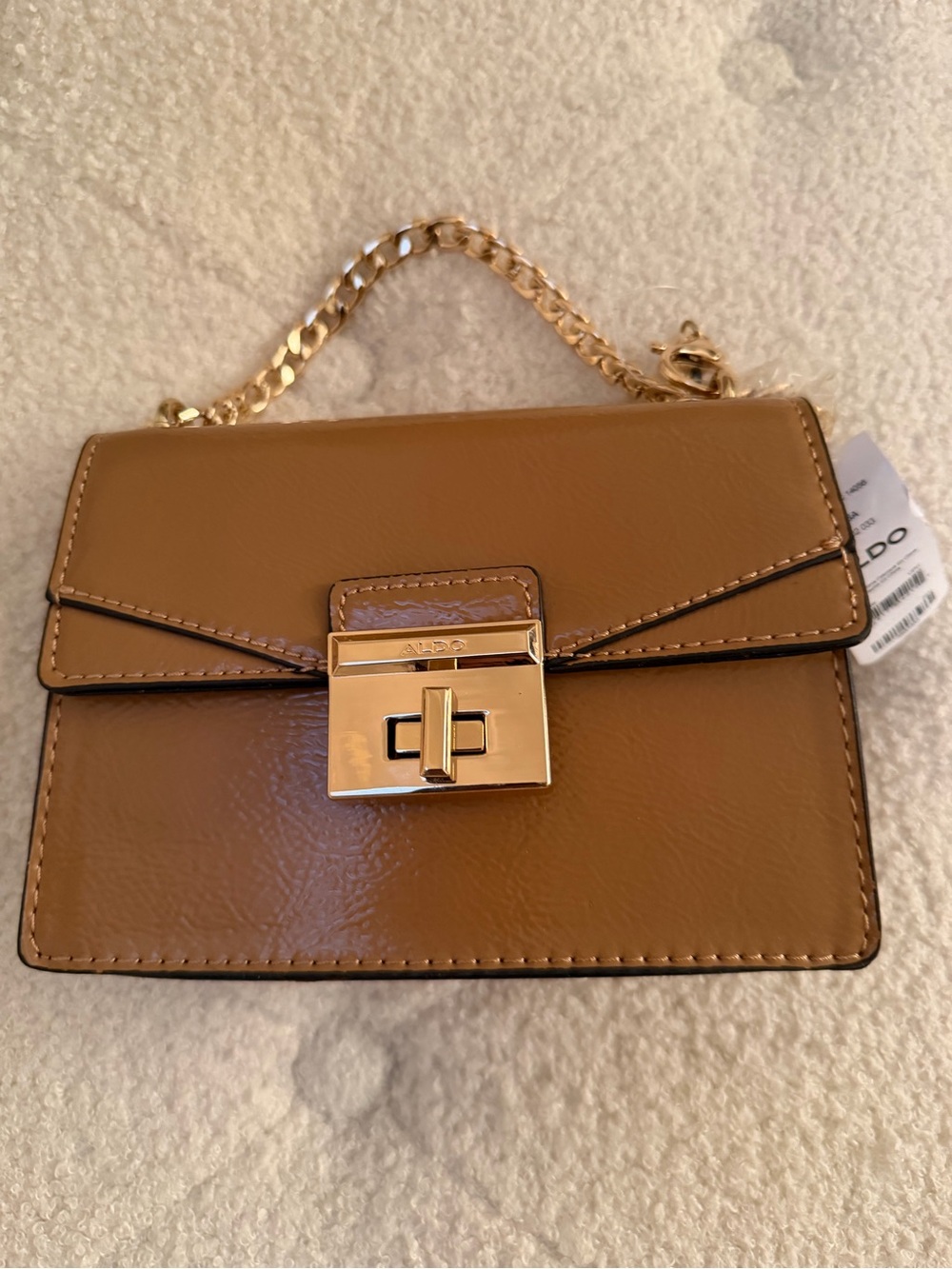 ALDO Cognac Mini Chain Shoulder Bag with Gold Hardware